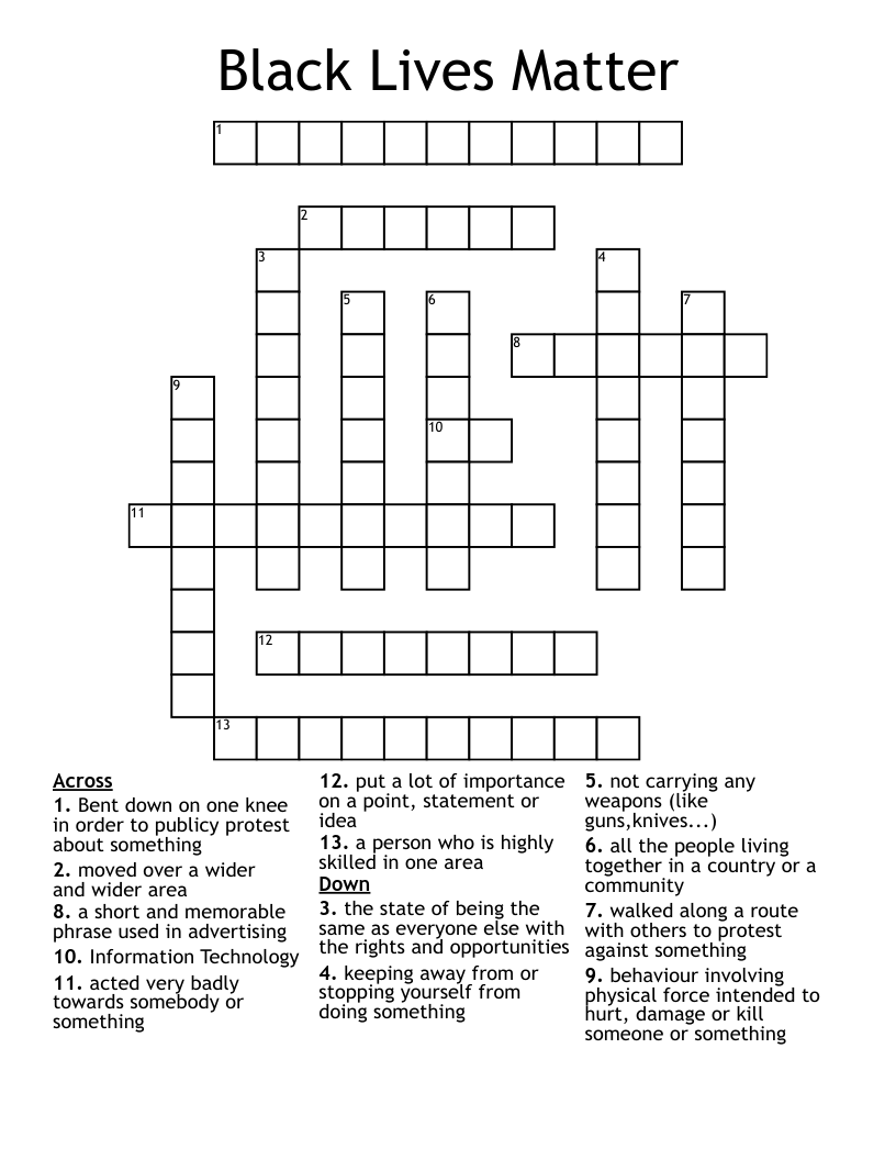 Black Lives Matter Crossword