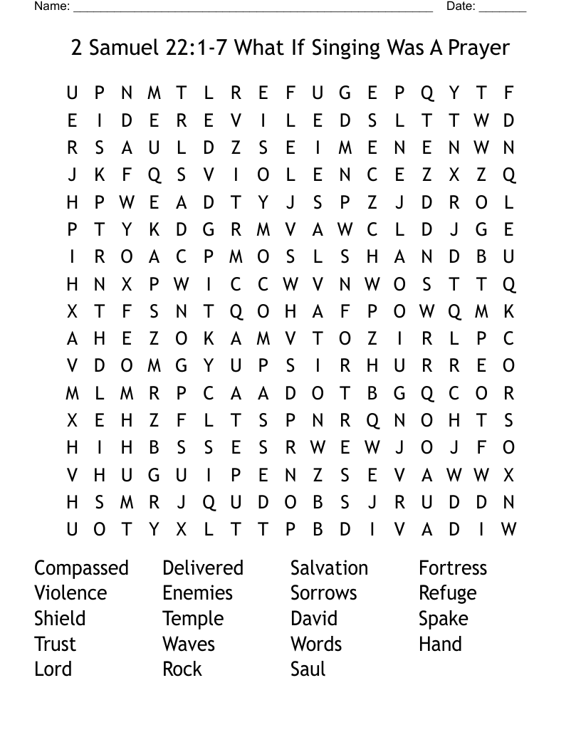 2 Samuel 22:1-7   What If Singing Was A Prayer  Word Search