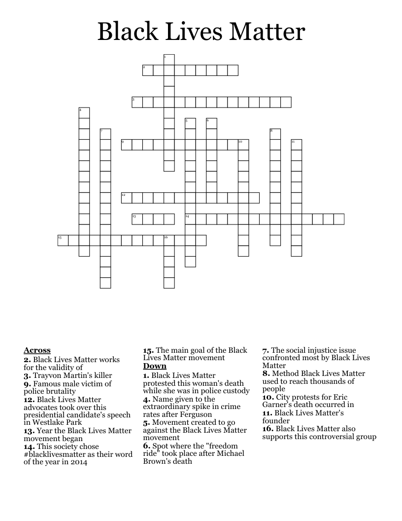 Black Lives Matter Crossword