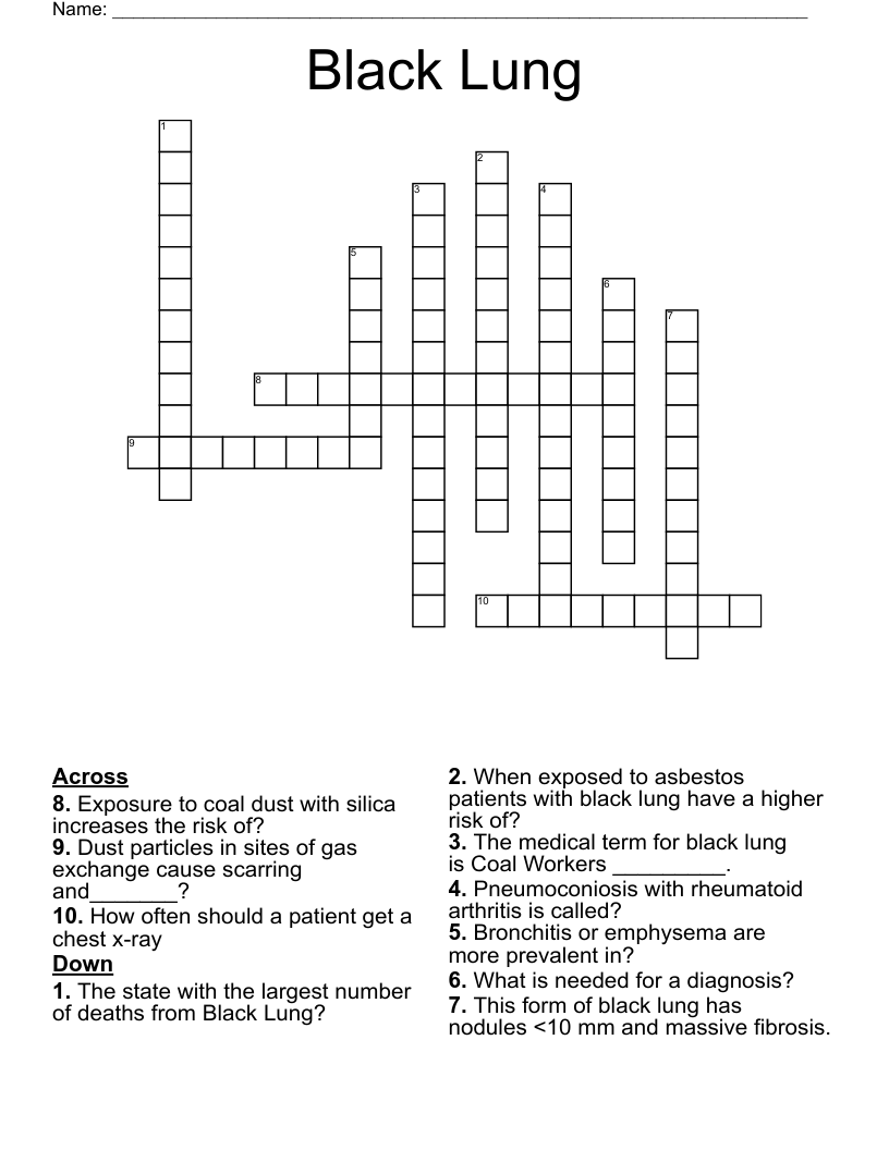 Black Lung Crossword