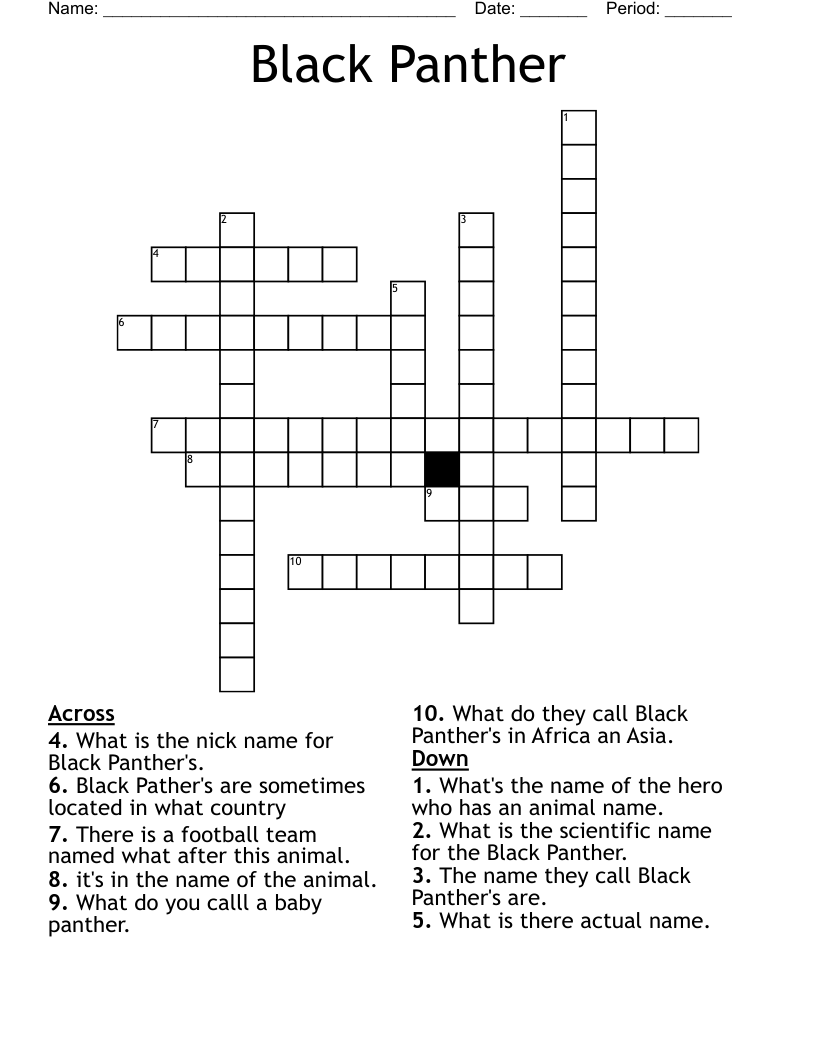 Black Panther Crossword