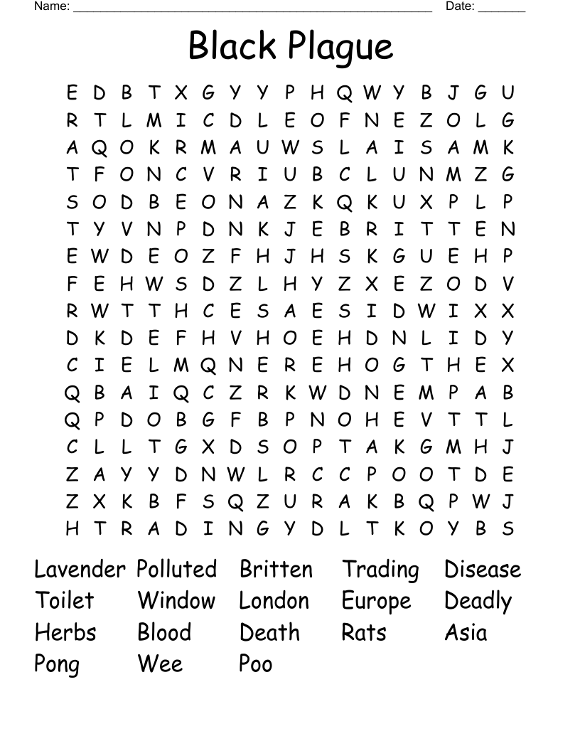 Black Plague  Word Search