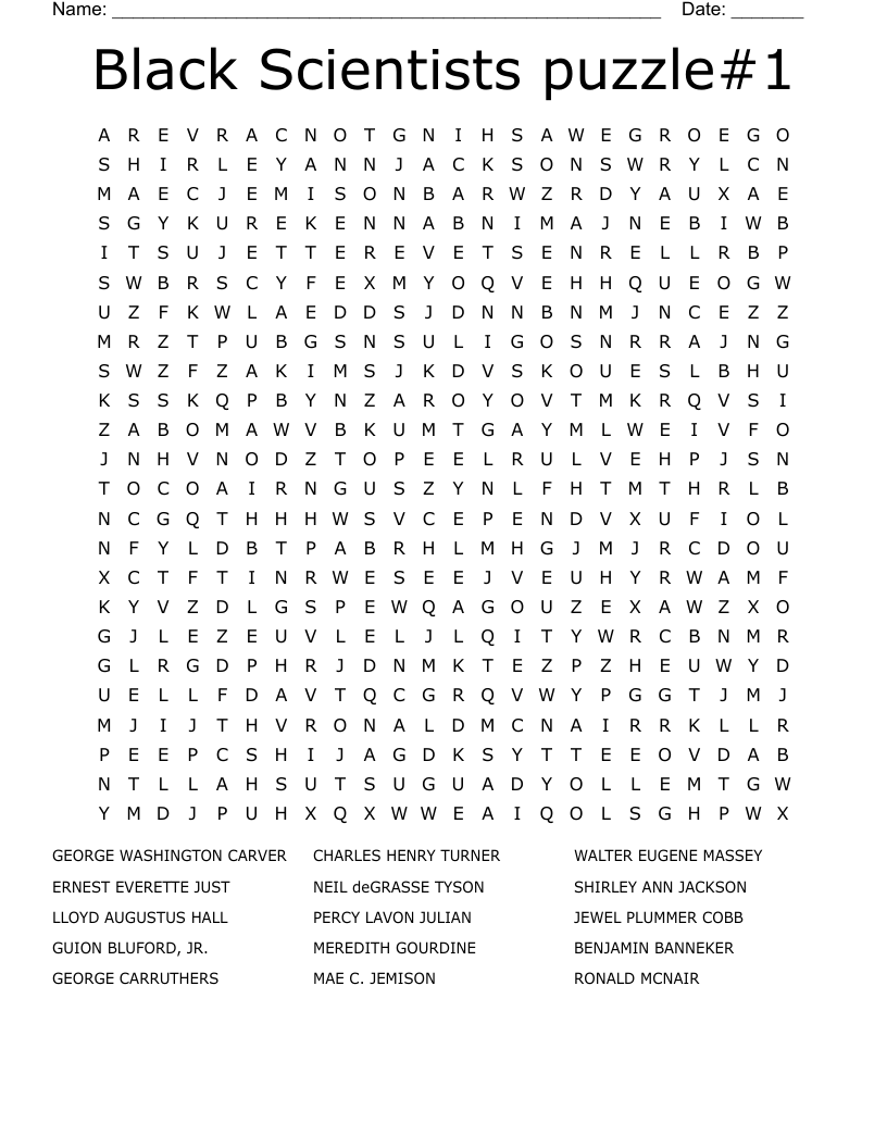 Black Scientists puzzle#1 Word Search