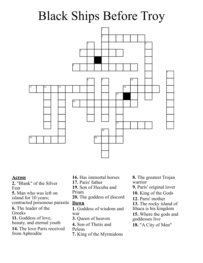 Black Ships Before Troy Crossword