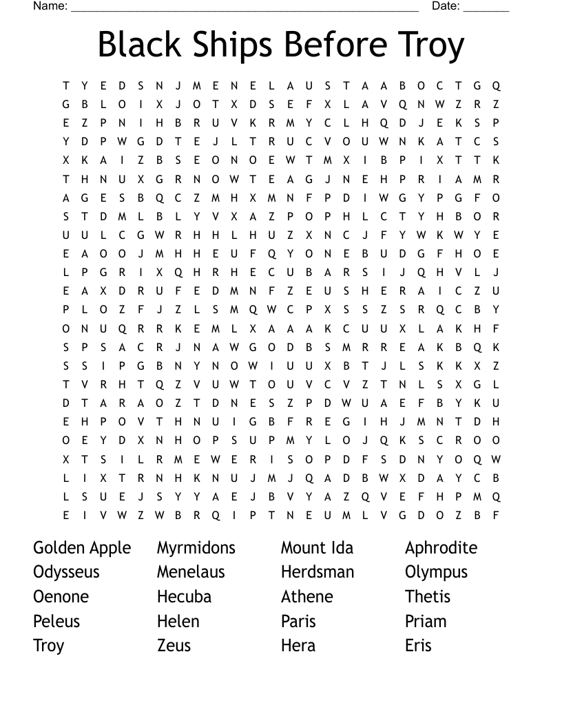 Black Ships Before Troy Word Search