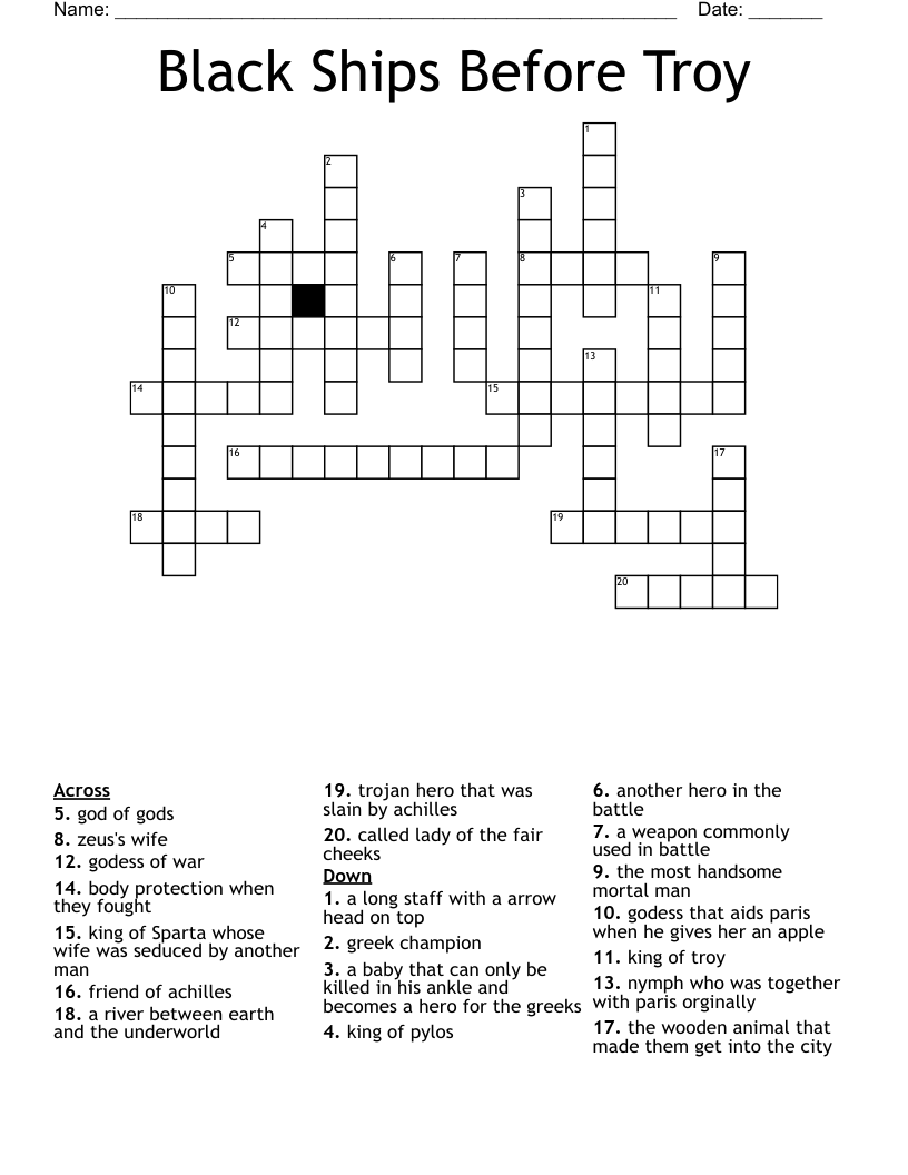 Black Ships Before Troy Crossword