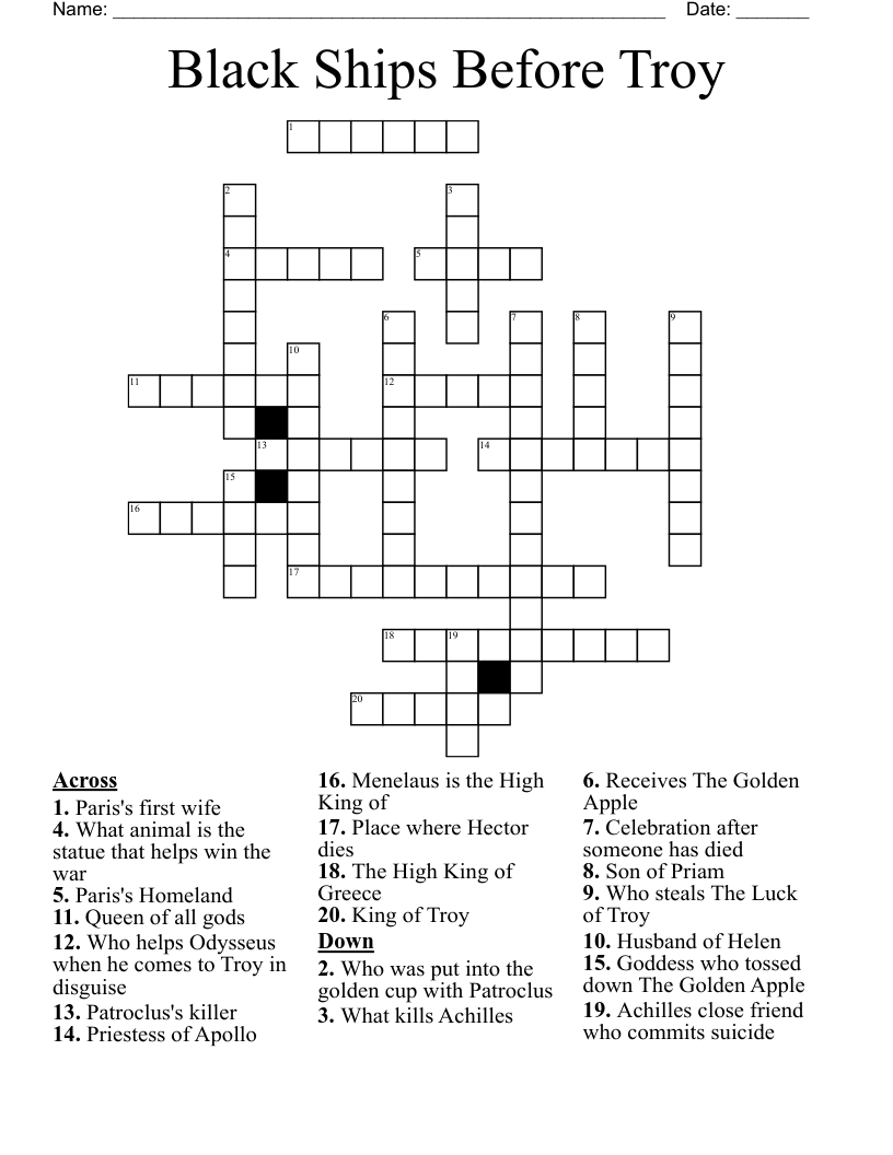 Black Ships Before Troy  Crossword
