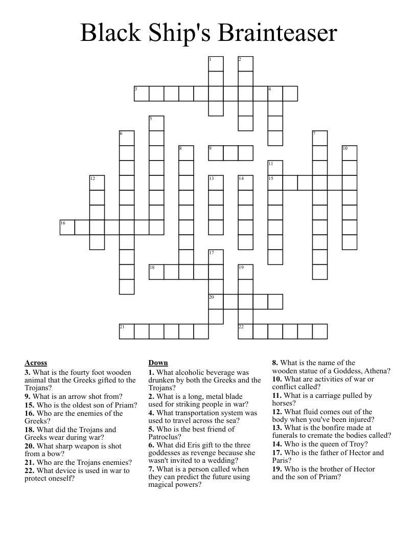 Black Ship's Brainteaser Crossword
