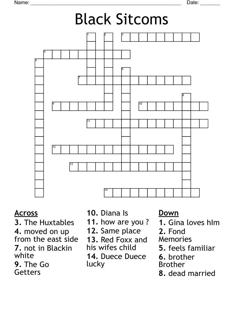 Black Sitcoms Crossword