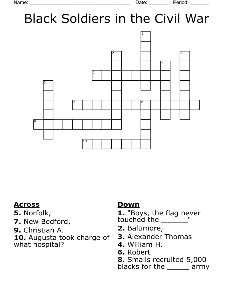 Black Soldiers in the Civil War Crossword