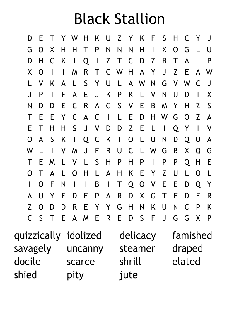 Black Stallion Word Search
