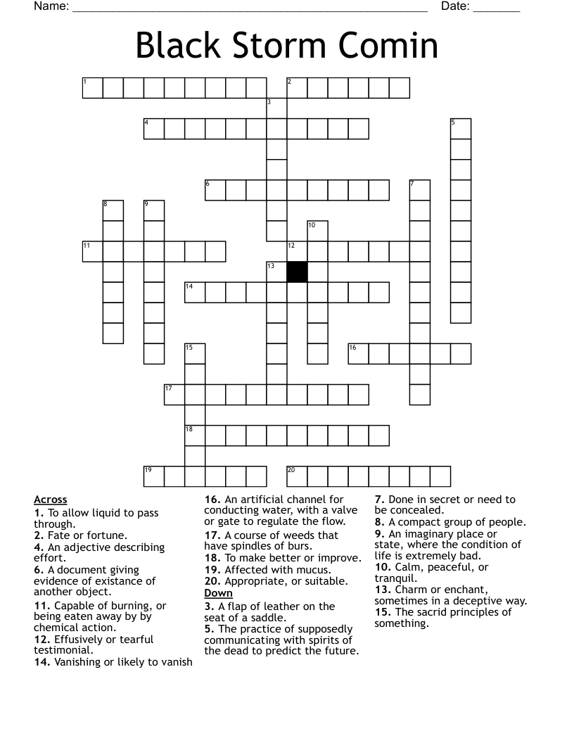 Black Storm Comin Crossword