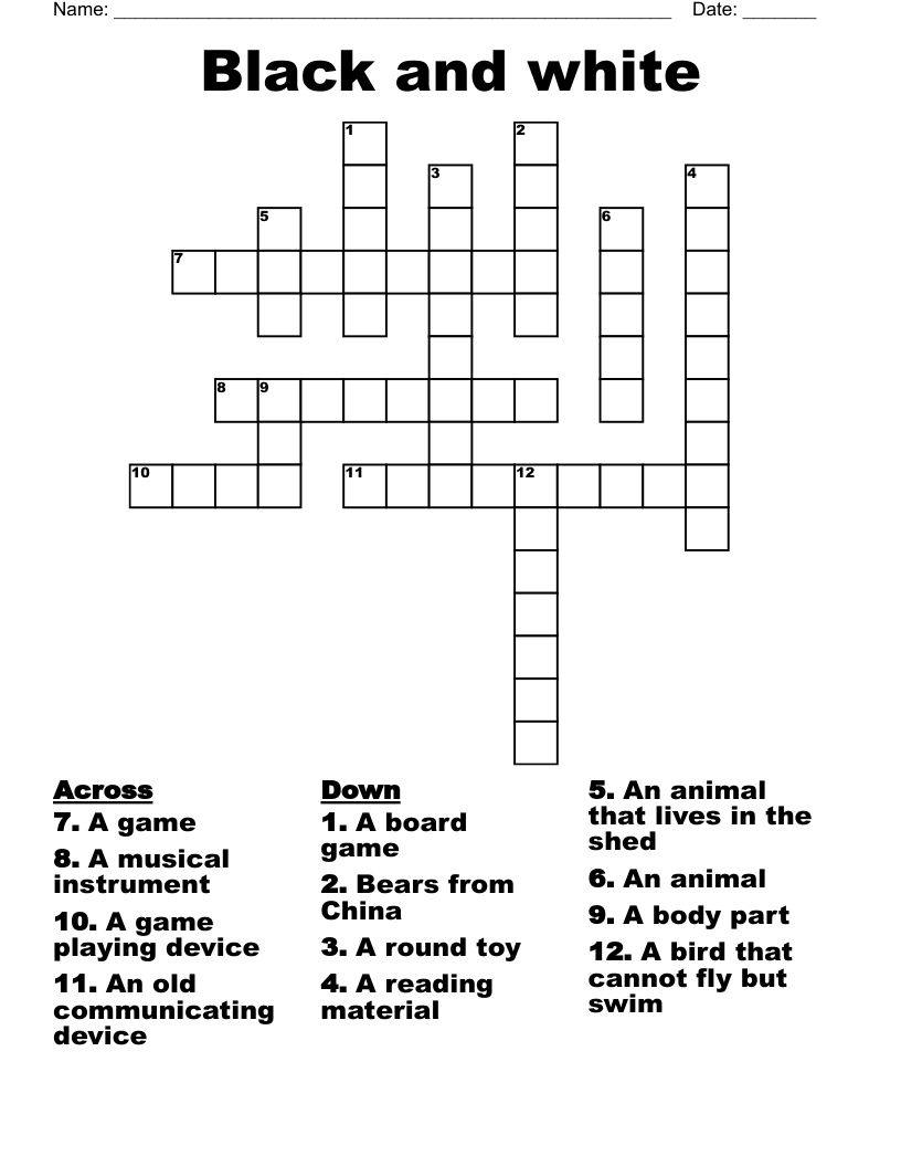 Black and white Crossword