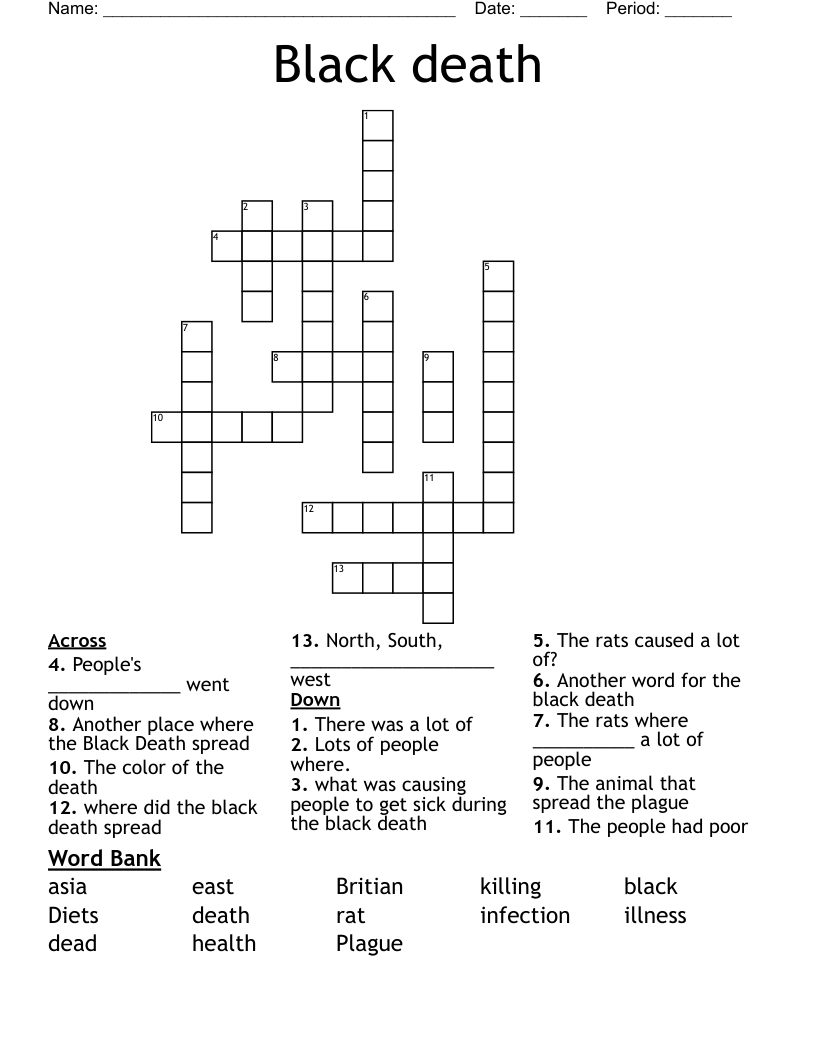 Black death Crossword