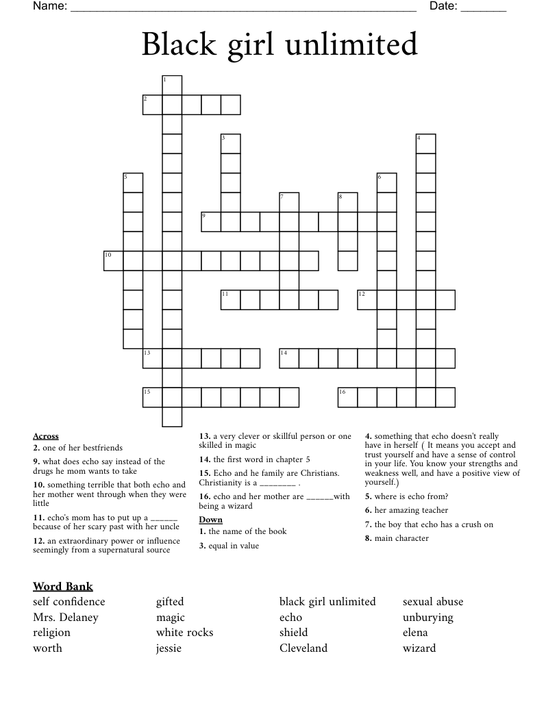 Black girl unlimited  Crossword