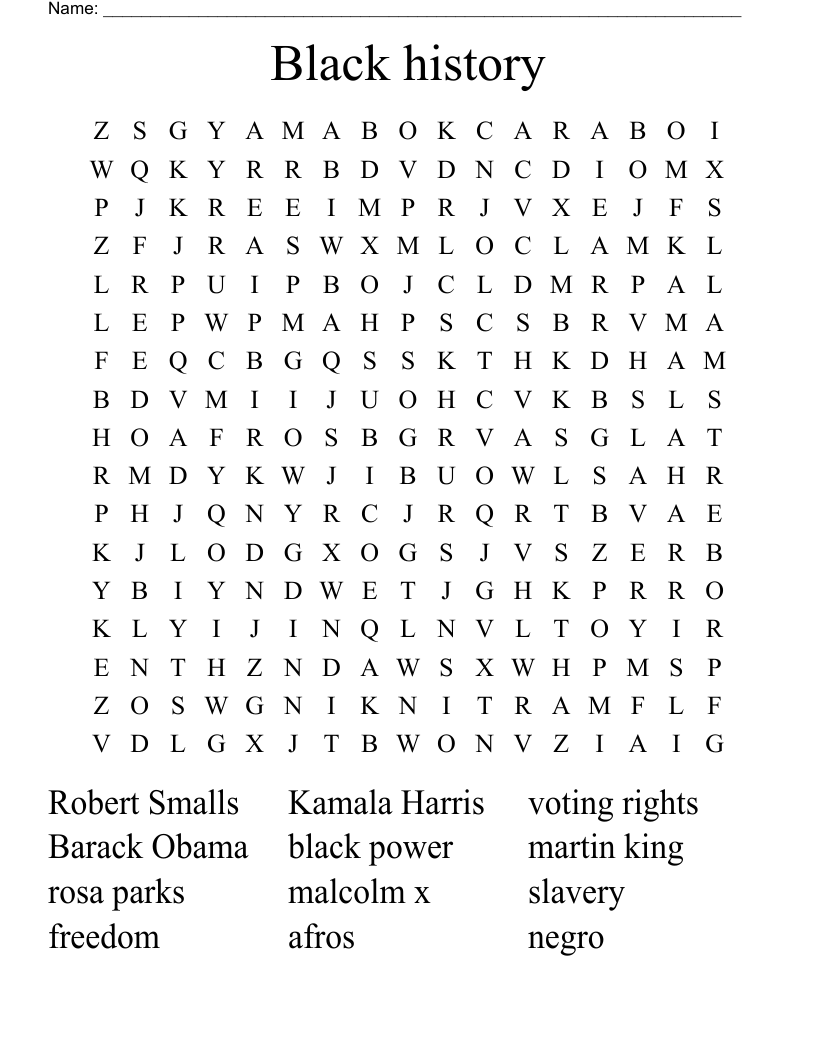 Black history Word Search
