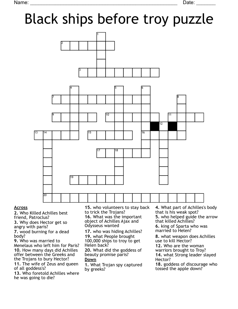 Black ships before troy puzzle Crossword