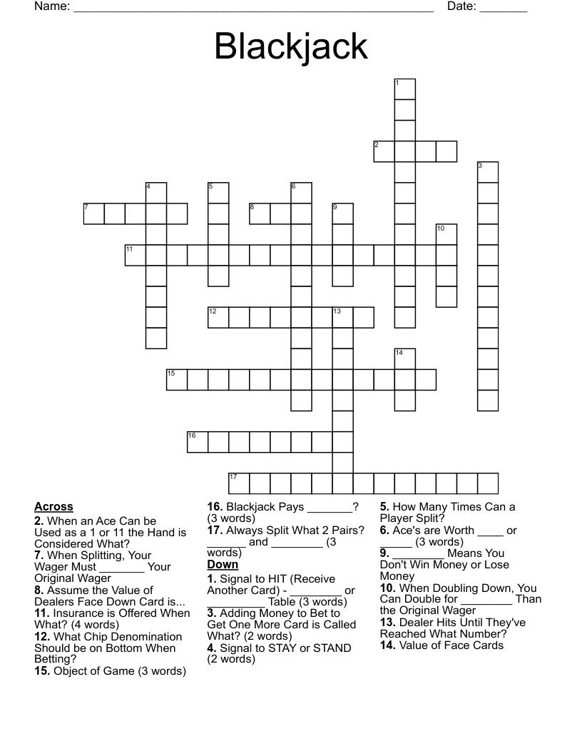 Blackjack Crossword