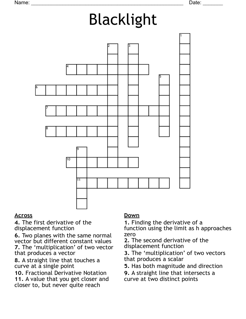 Blacklight Crossword