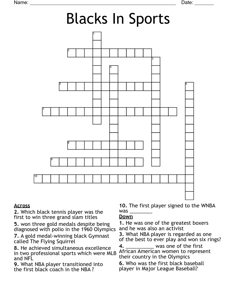 Blacks In Sports Crossword