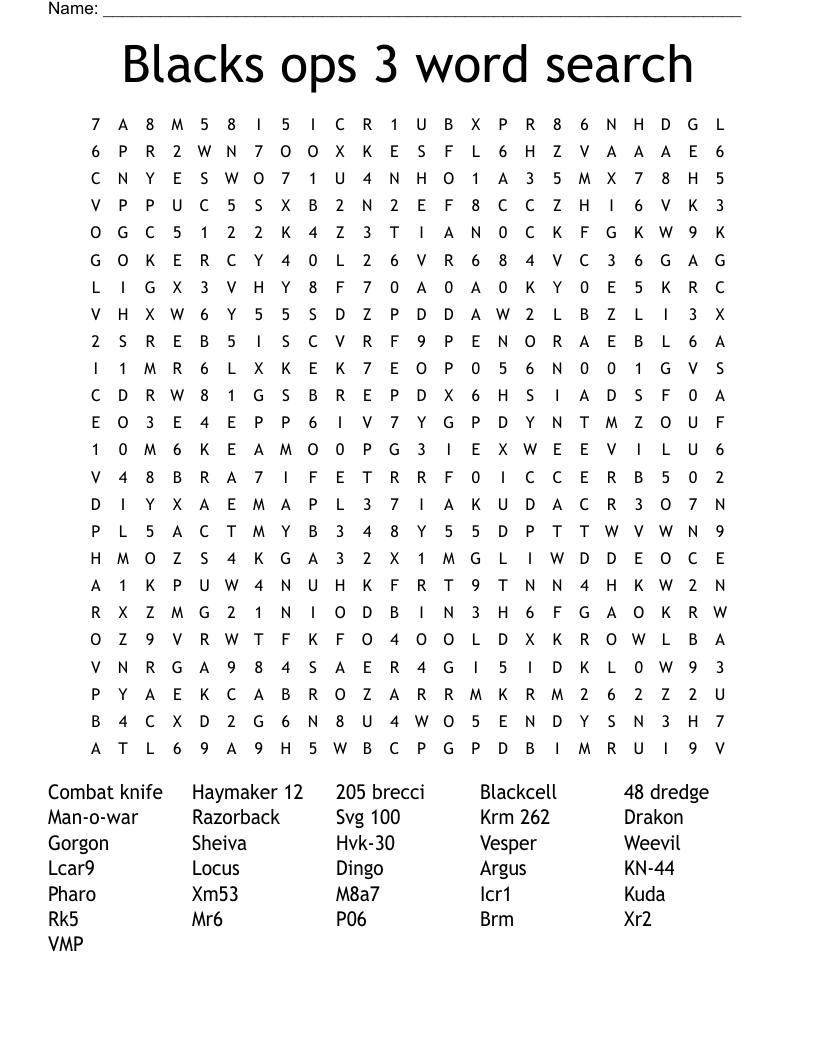 Blacks ops 3 word search
