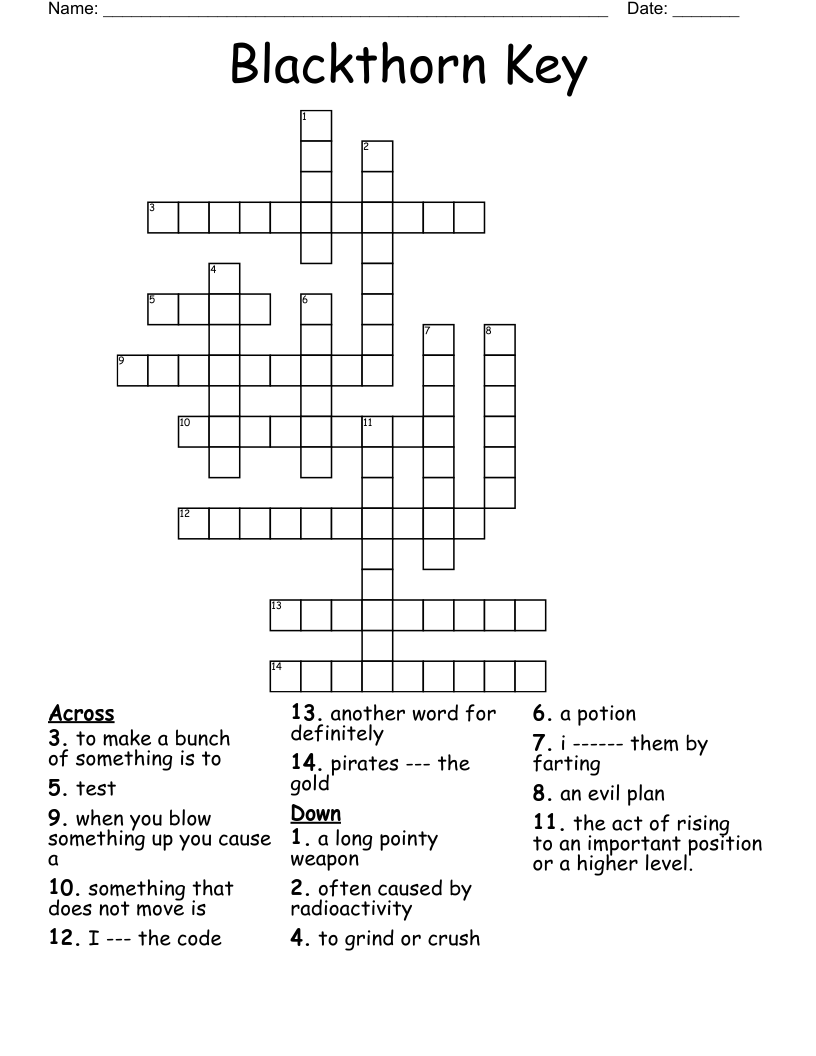 Blackthorn Key Crossword