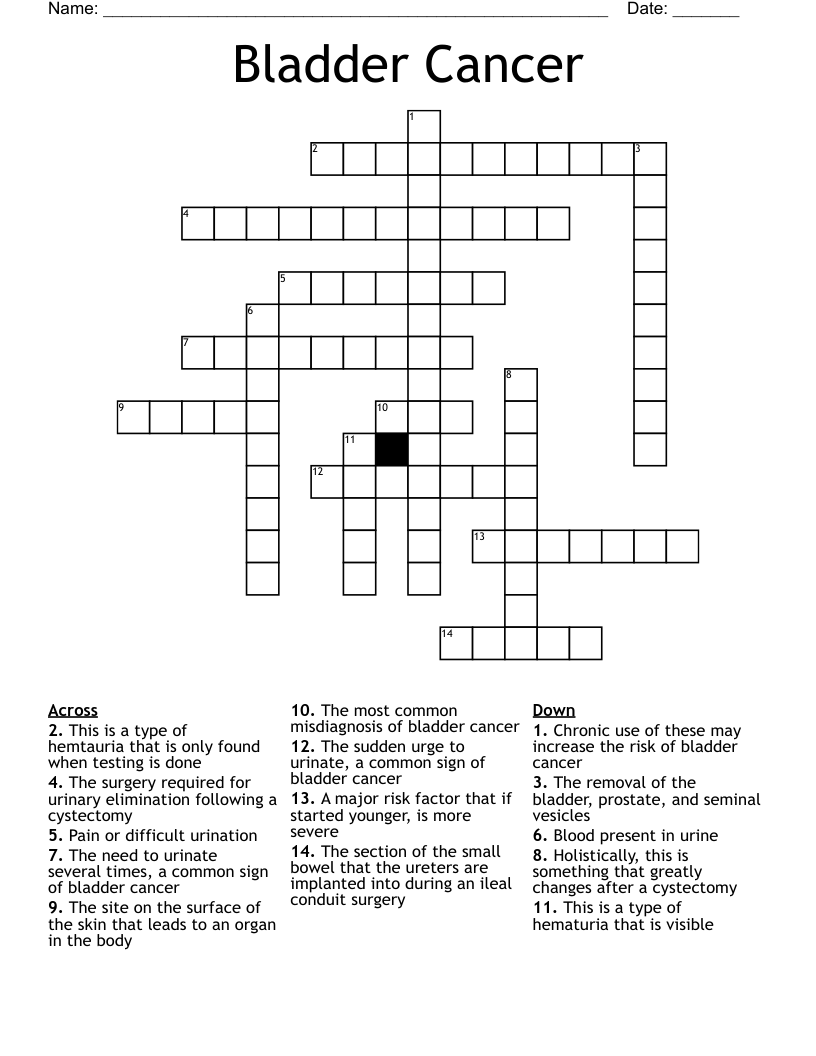 Bladder Cancer Crossword