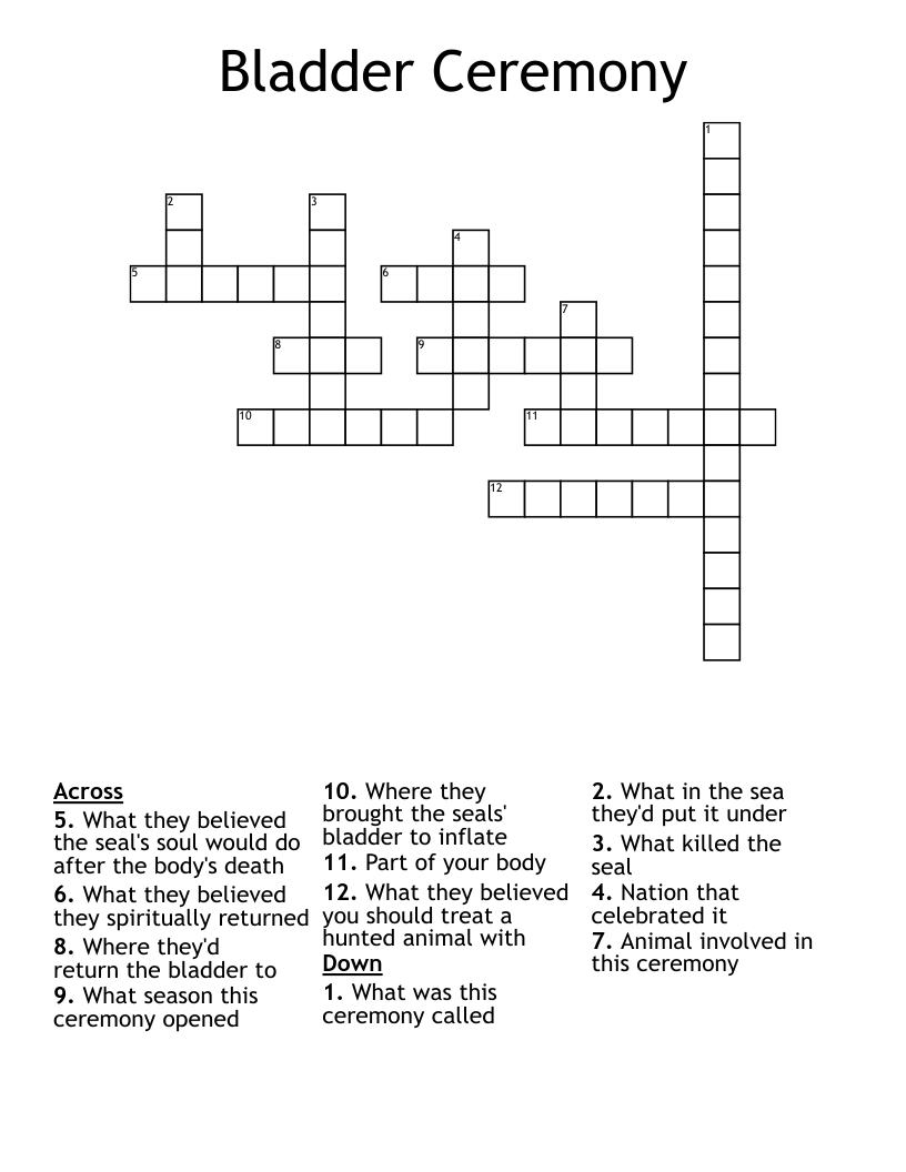 Bladder Ceremony Crossword
