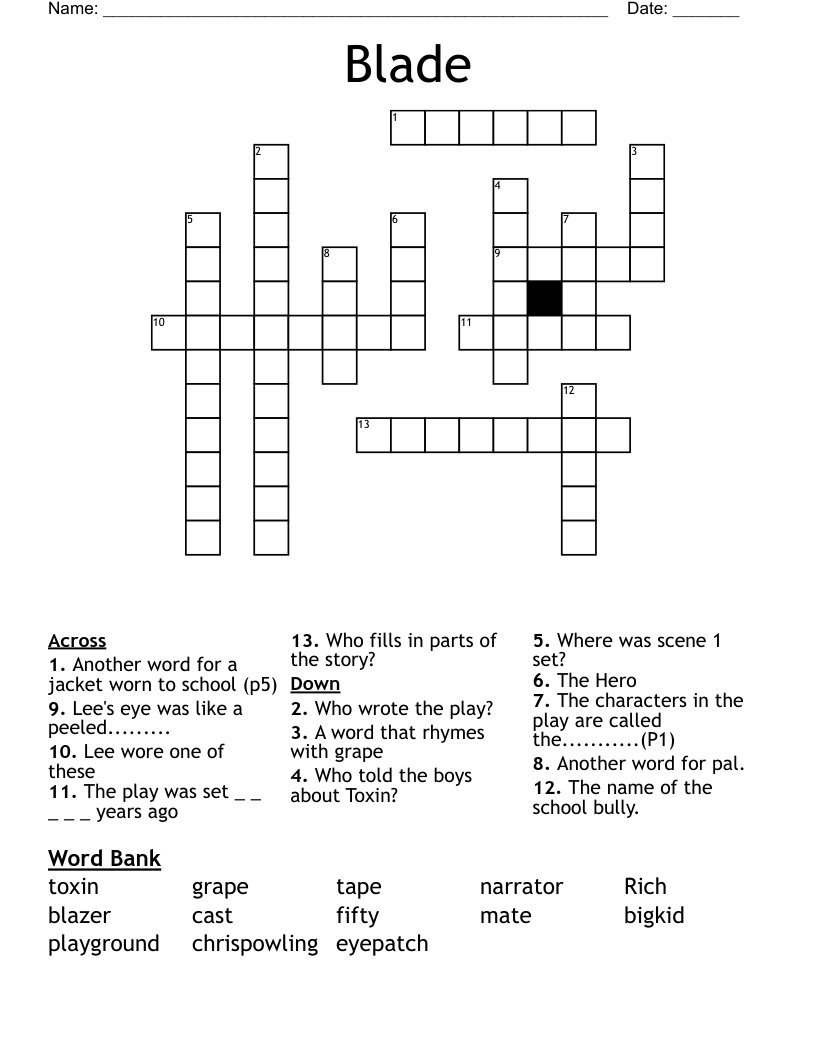 Blade Crossword