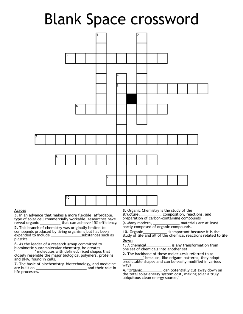 Blank Space crossword