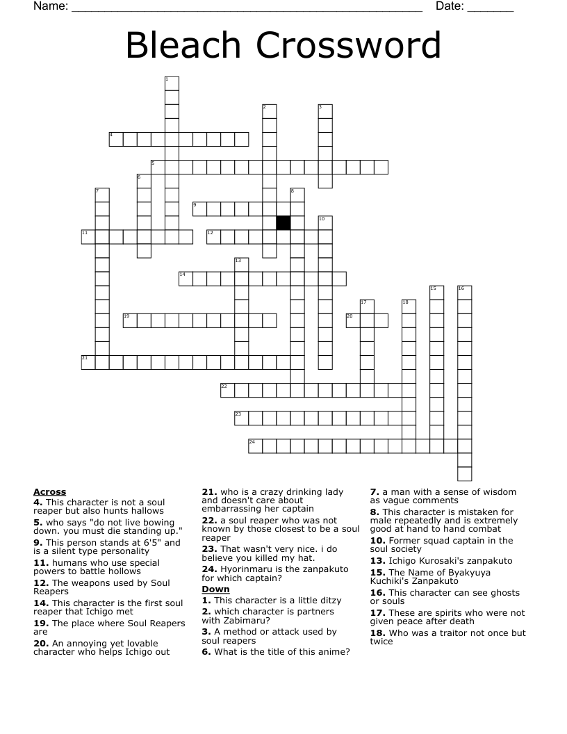 Bleach Crossword