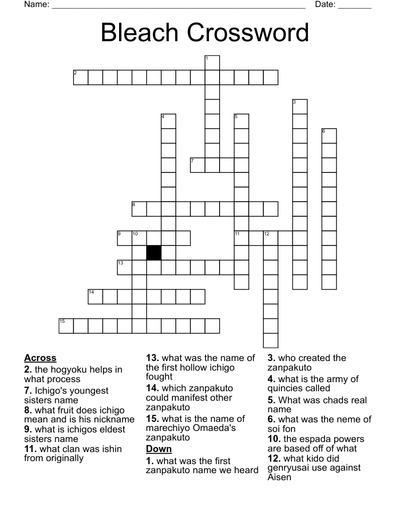 Bleach Crossword