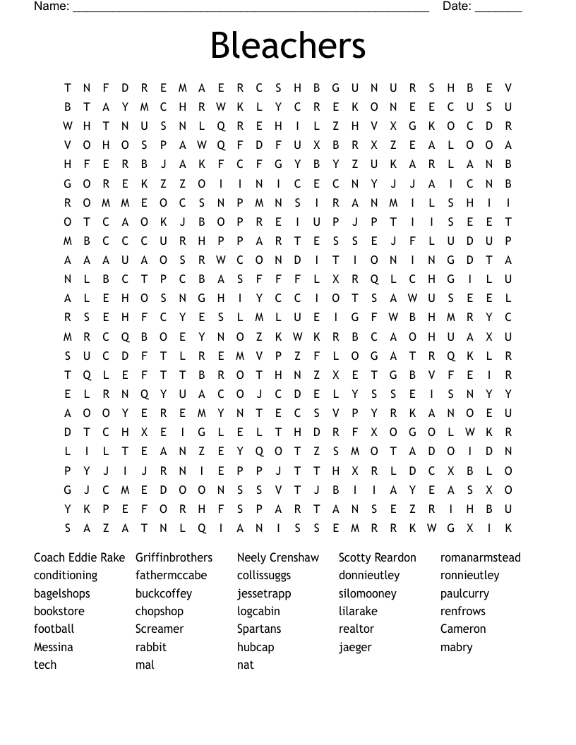 Bleachers Word Search