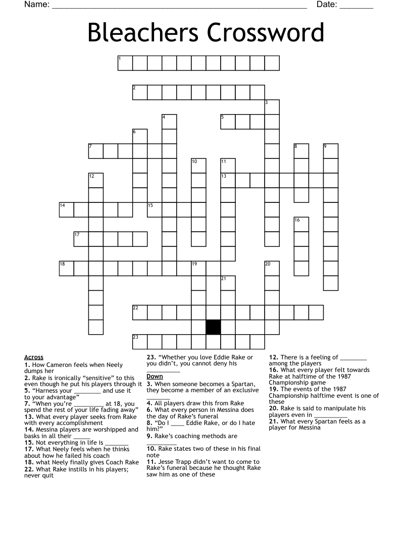 Bleachers Crossword