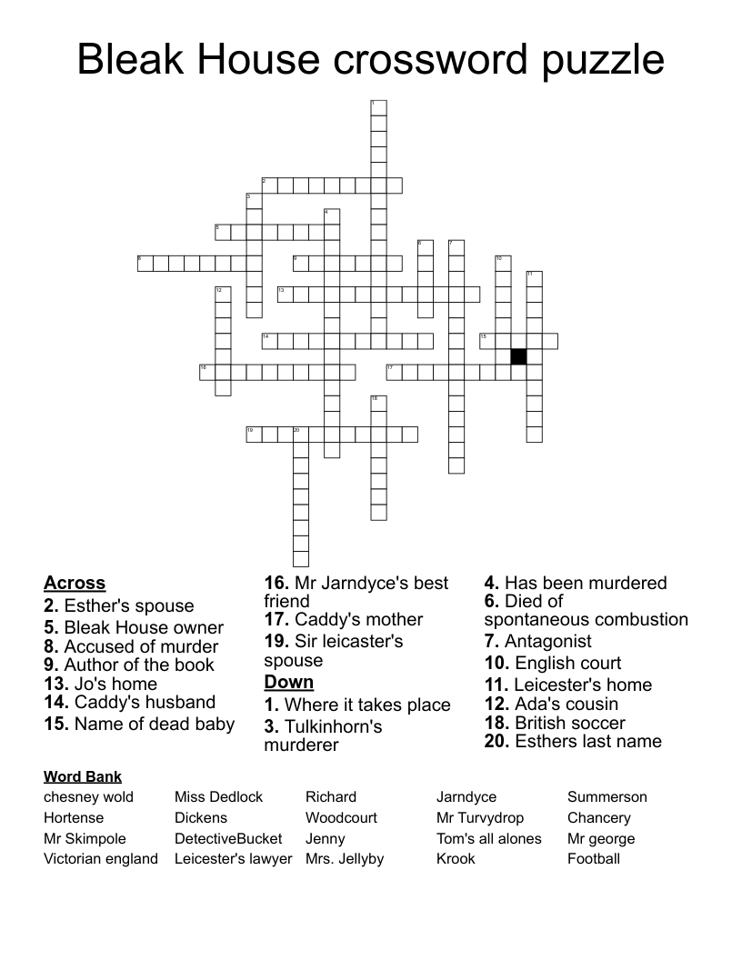 Bleak House crossword puzzle
