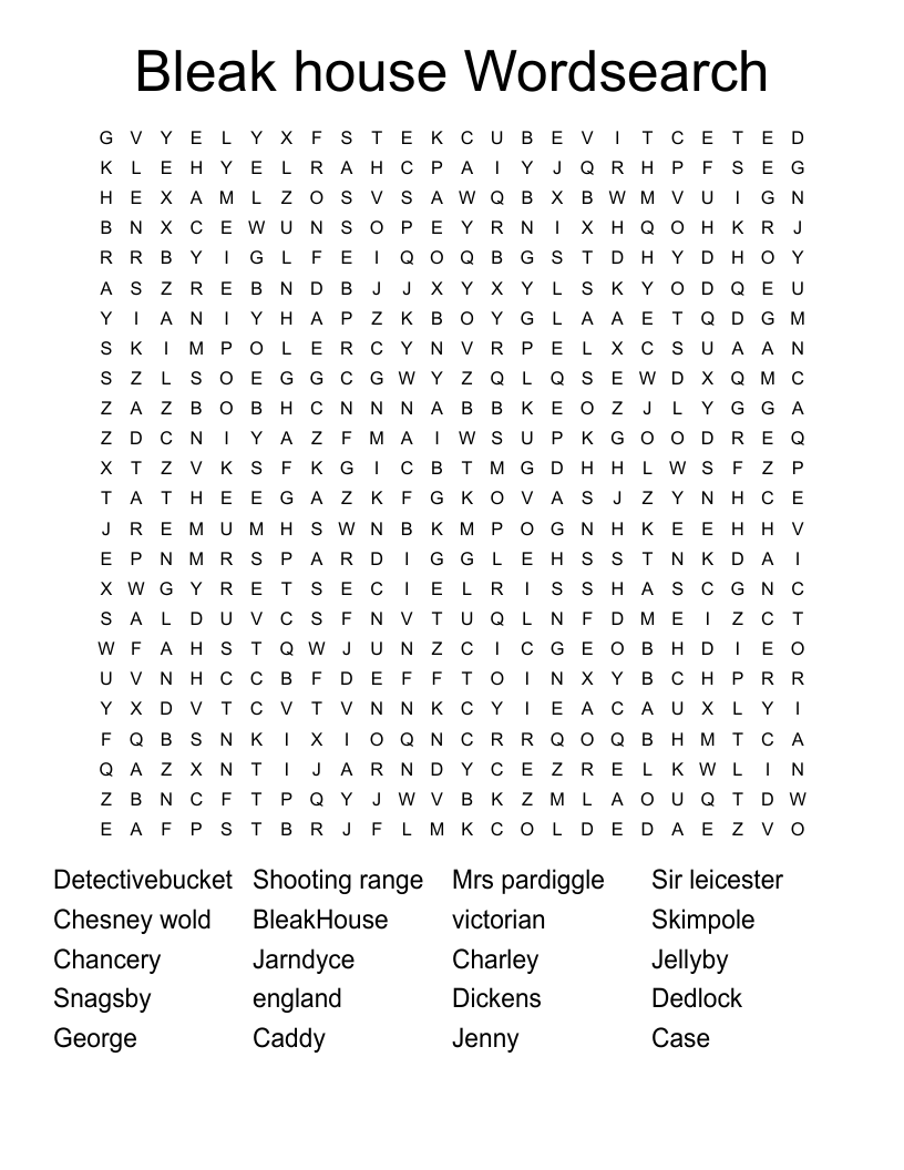 Bleak house Wordsearch