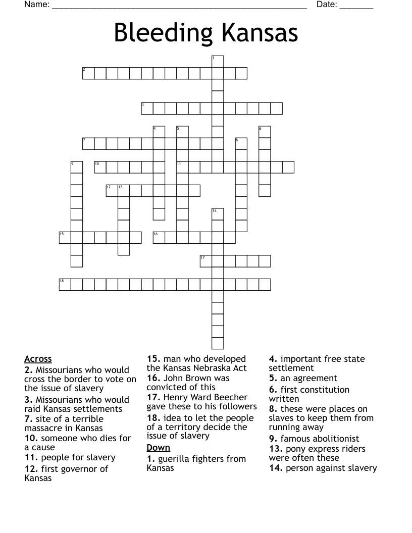 Bleeding Kansas Crossword