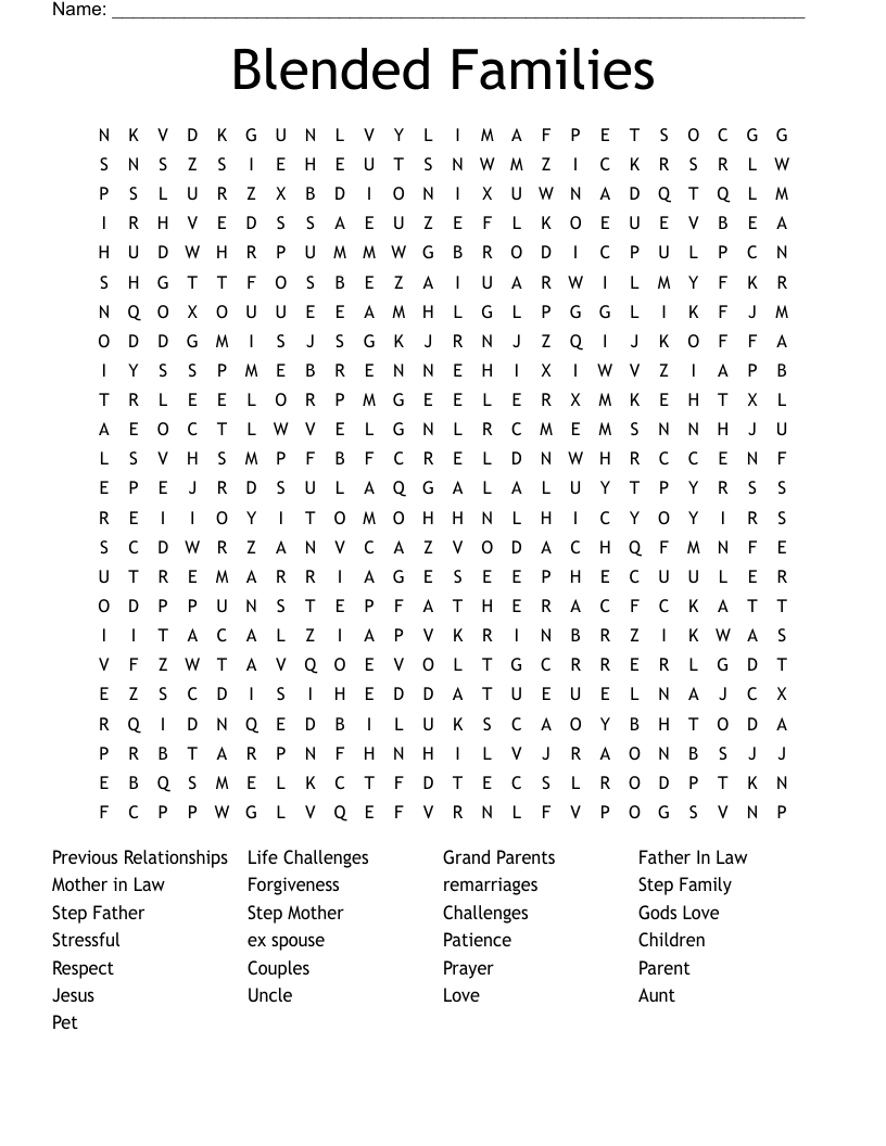 Blended Families Word Search