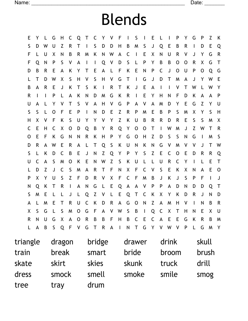 Blends Word Search
