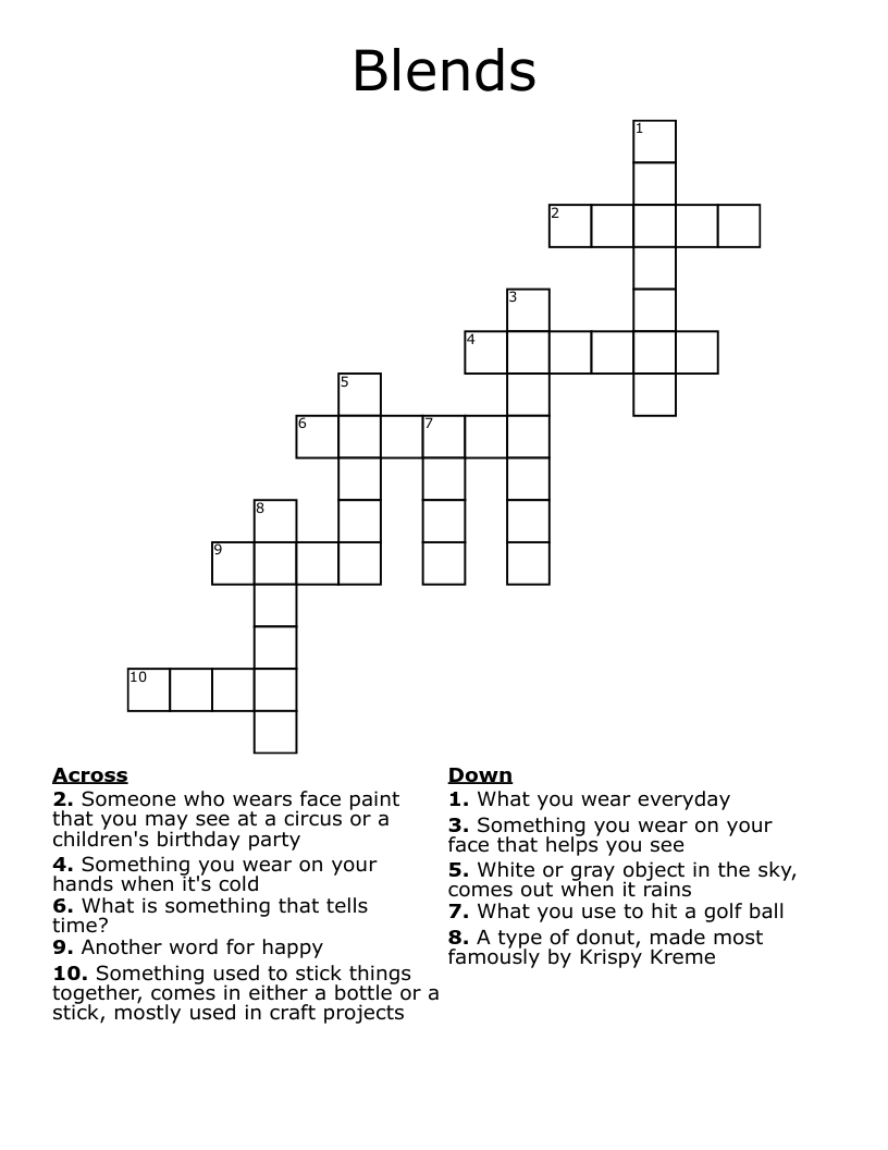 Blends Crossword