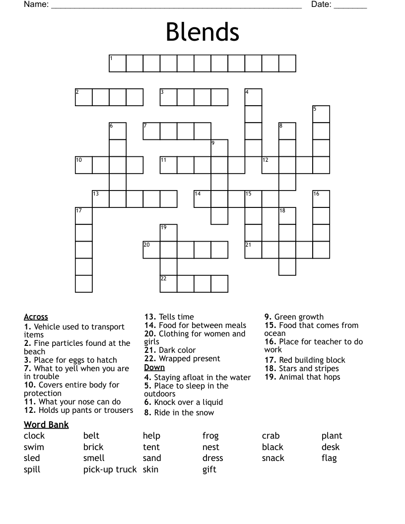Blends Crossword