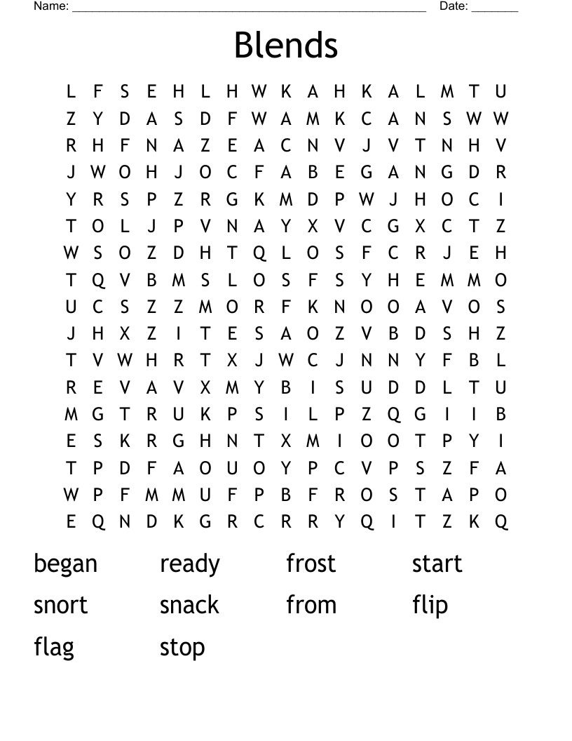 Blends Word Search