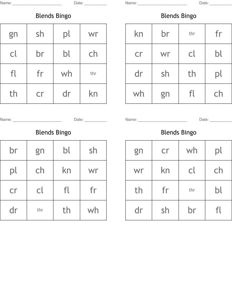 Blends Bingo