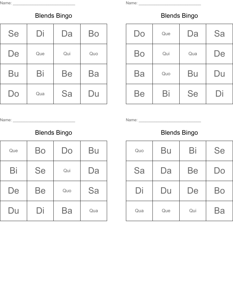 Blends Bingo