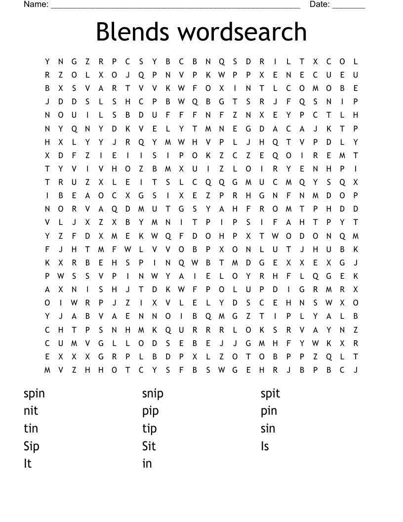 Blends wordsearch 