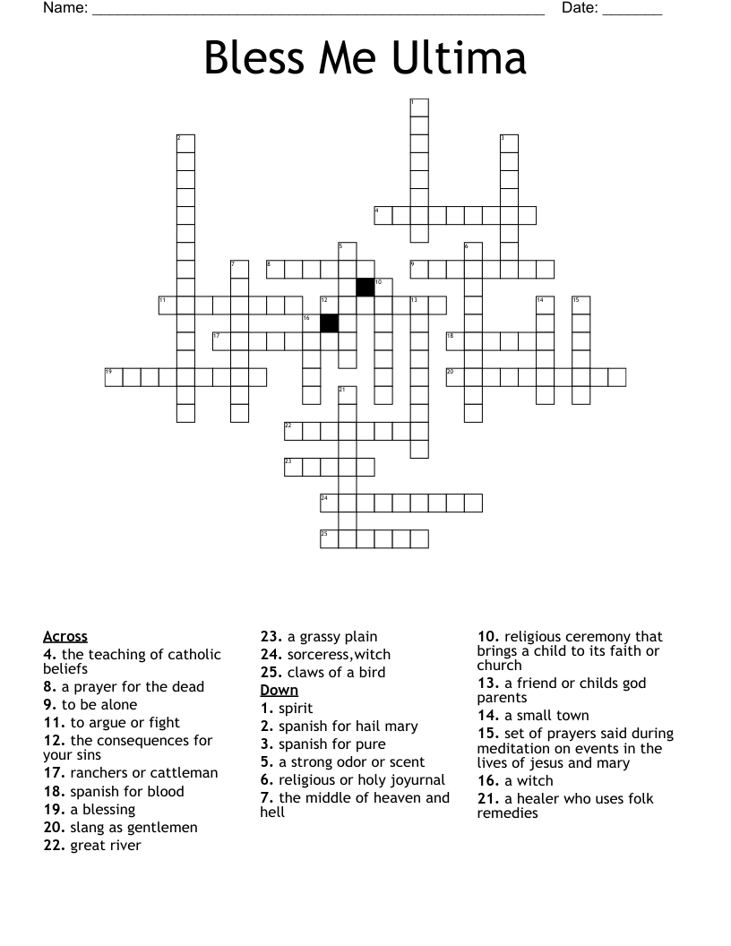 Bless Me Ultima Crossword