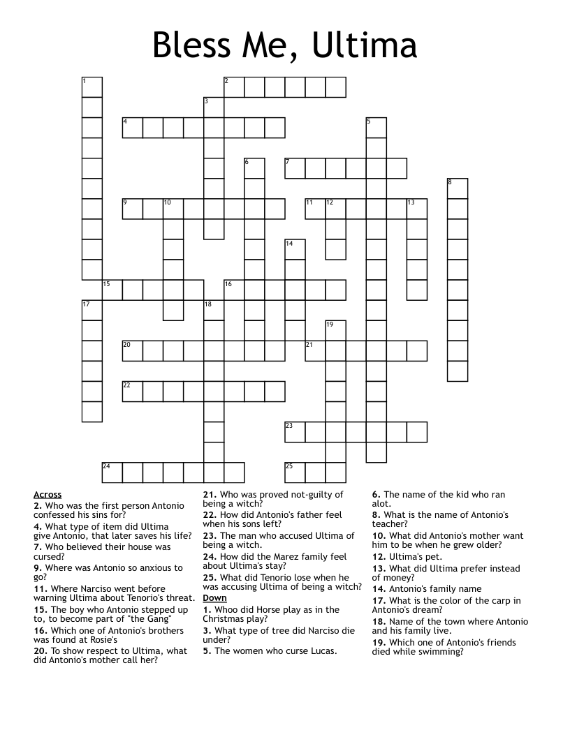 Bless Me, Ultima Crossword