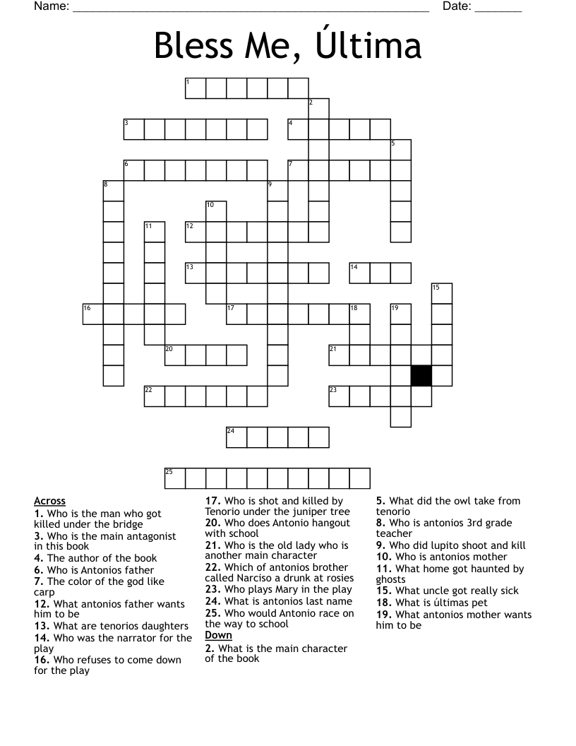Bless Me, Última  Crossword