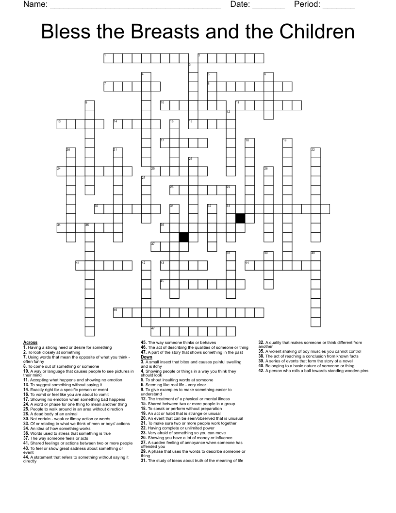 Bless the Breasts and the Children Crossword