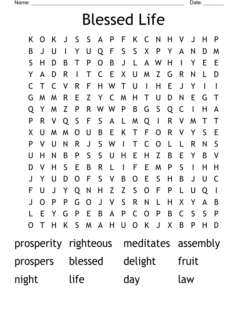 Blessed Life Word Search